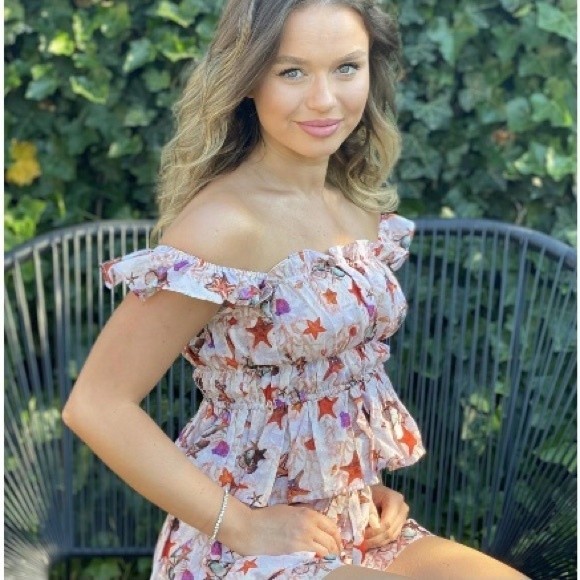 NWT Anthropologie Eva Franco Starfish Short Set Size L - Picture 4 of 16